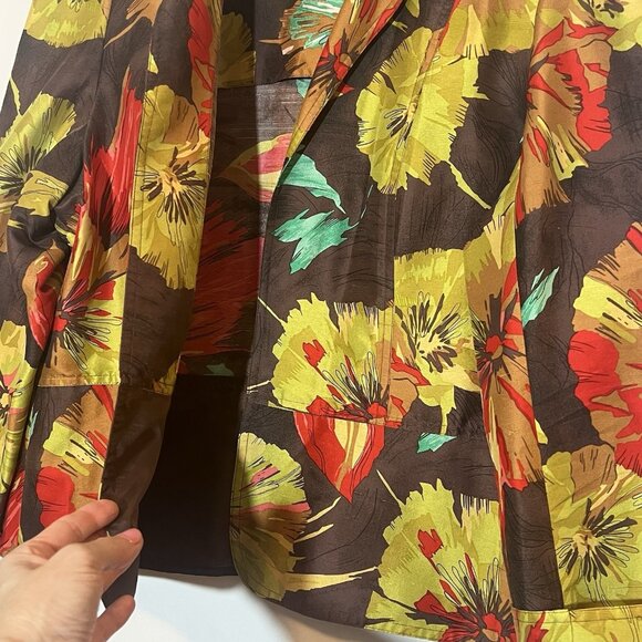 Coldwater Creek Women’s Open Front Blazer Jacket Size XL 100% Silk Floral - Picture 7 of 10